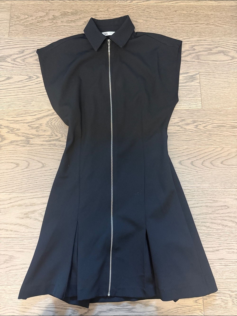 Zara Black Zip-Front Mini Dress